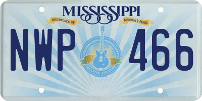 MS license plate NWP466