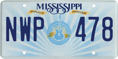 MS license plate NWP478