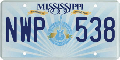 MS license plate NWP538