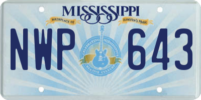 MS license plate NWP643