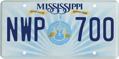 MS license plate NWP700