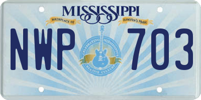 MS license plate NWP703