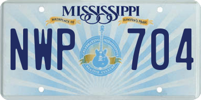 MS license plate NWP704