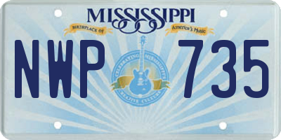 MS license plate NWP735
