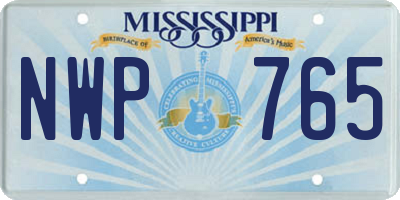 MS license plate NWP765