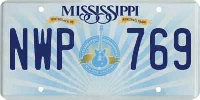 MS license plate NWP769