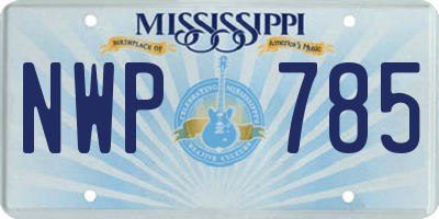 MS license plate NWP785