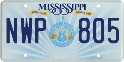 MS license plate NWP805