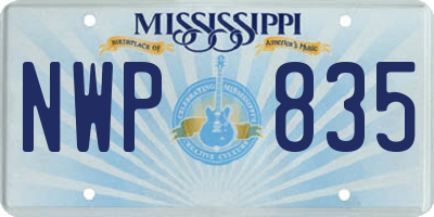 MS license plate NWP835