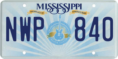 MS license plate NWP840