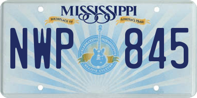 MS license plate NWP845