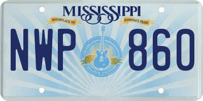 MS license plate NWP860