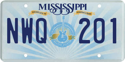 MS license plate NWQ201