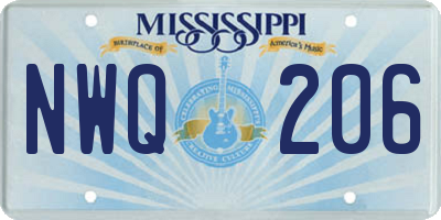 MS license plate NWQ206