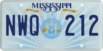 MS license plate NWQ212