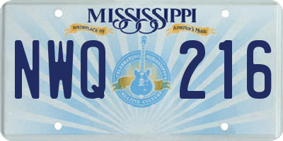 MS license plate NWQ216