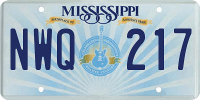 MS license plate NWQ217