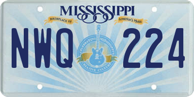 MS license plate NWQ224