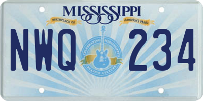 MS license plate NWQ234