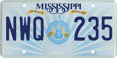 MS license plate NWQ235