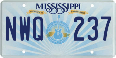 MS license plate NWQ237