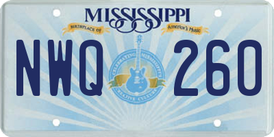 MS license plate NWQ260