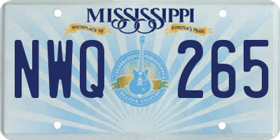MS license plate NWQ265