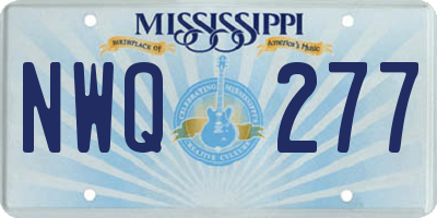 MS license plate NWQ277