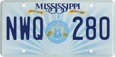 MS license plate NWQ280