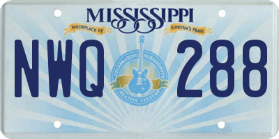 MS license plate NWQ288