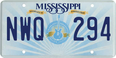 MS license plate NWQ294