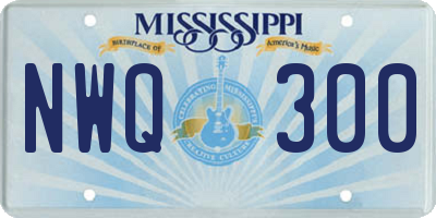 MS license plate NWQ300