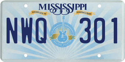 MS license plate NWQ301