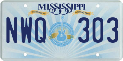 MS license plate NWQ303