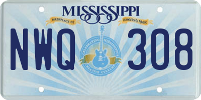 MS license plate NWQ308