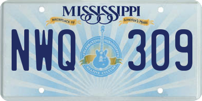 MS license plate NWQ309