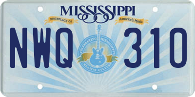 MS license plate NWQ310