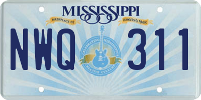MS license plate NWQ311