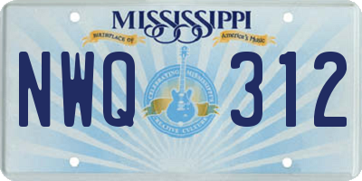 MS license plate NWQ312