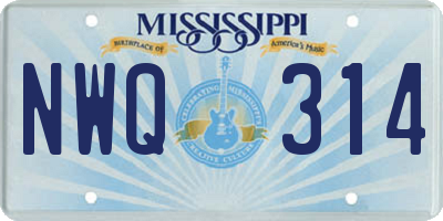 MS license plate NWQ314