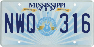MS license plate NWQ316