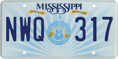 MS license plate NWQ317