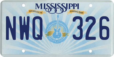 MS license plate NWQ326