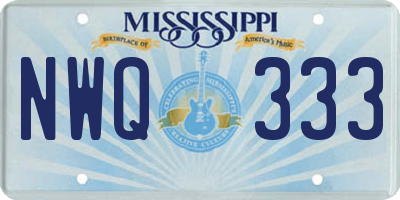 MS license plate NWQ333
