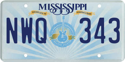 MS license plate NWQ343