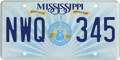MS license plate NWQ345