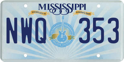 MS license plate NWQ353