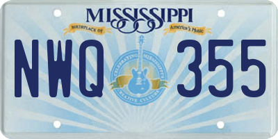 MS license plate NWQ355