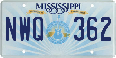 MS license plate NWQ362