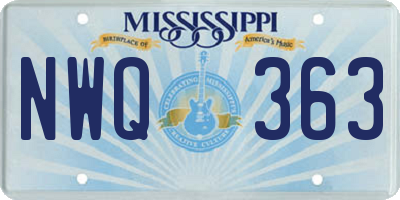 MS license plate NWQ363